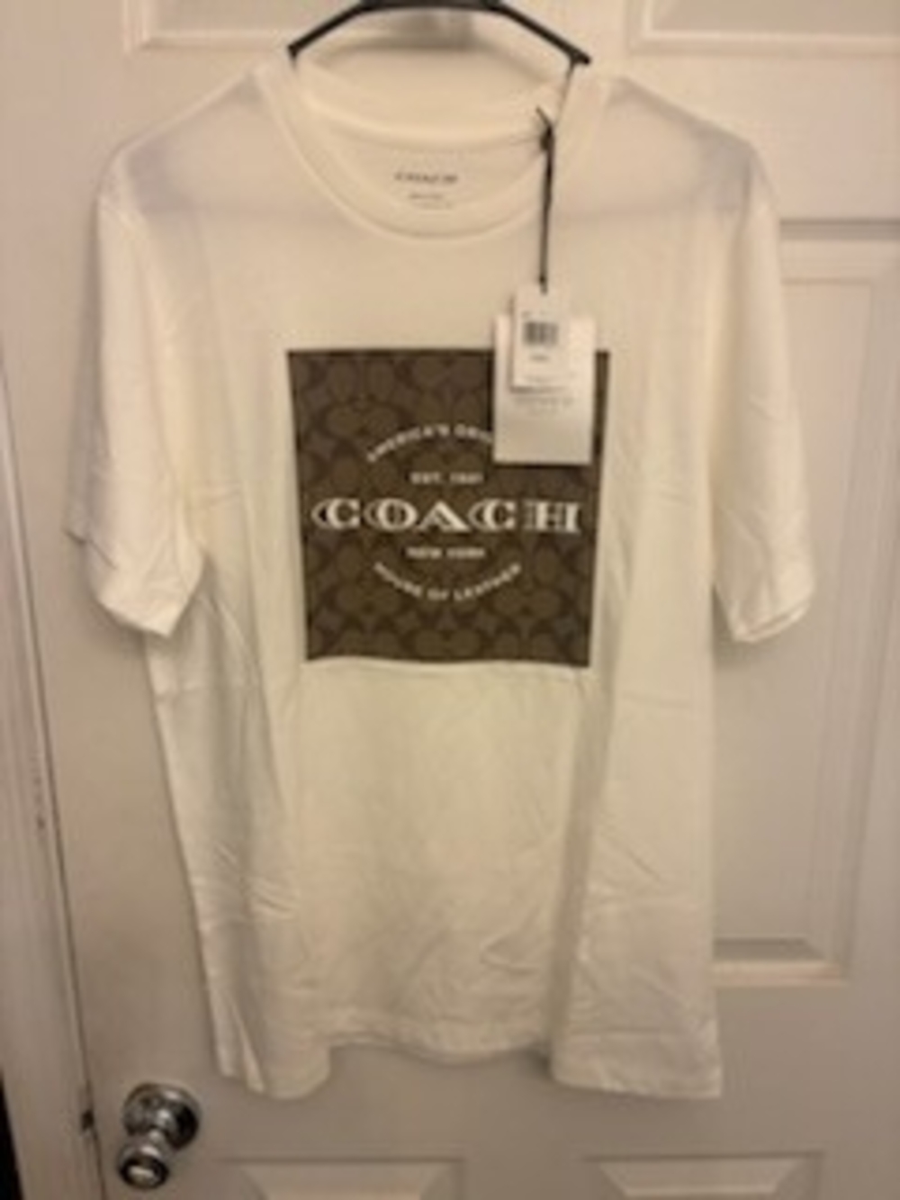 COACH Men’s Signature Logo White Crewneck T‑Shirt